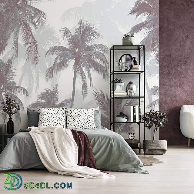 Creativille wallpapers 4970 Estamped Palms 3D Models