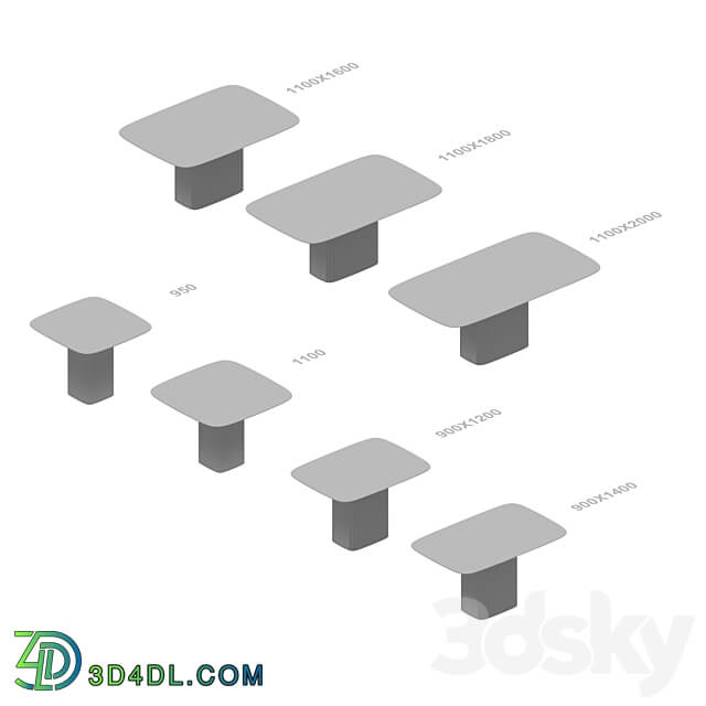  OM Series of Tables velvet Sl Tok Furniture 3D Models