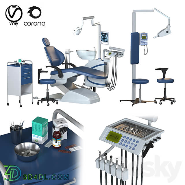 dental chair unit set hospital equipment VOL 3 3D Models
