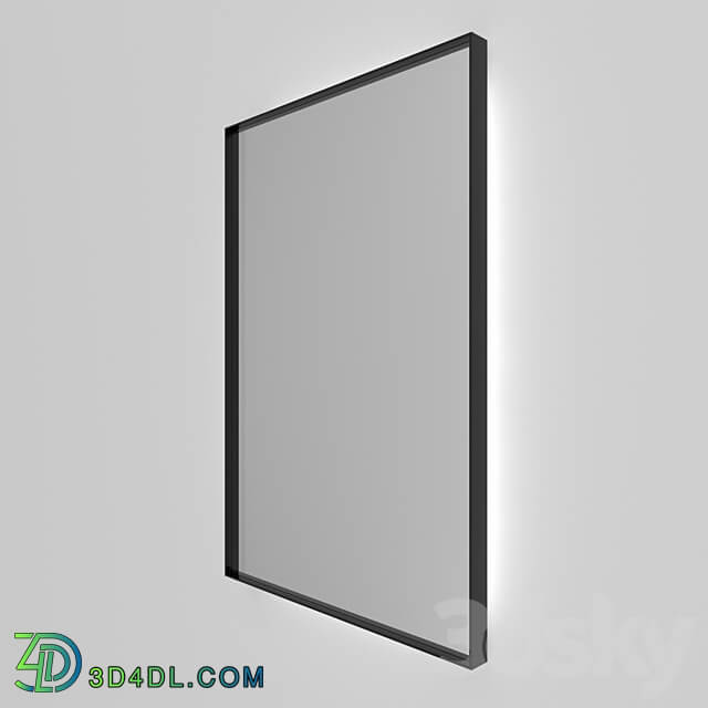 Rectangular mirror in aluminum frame Iron Talon with illumination 40 3D Models