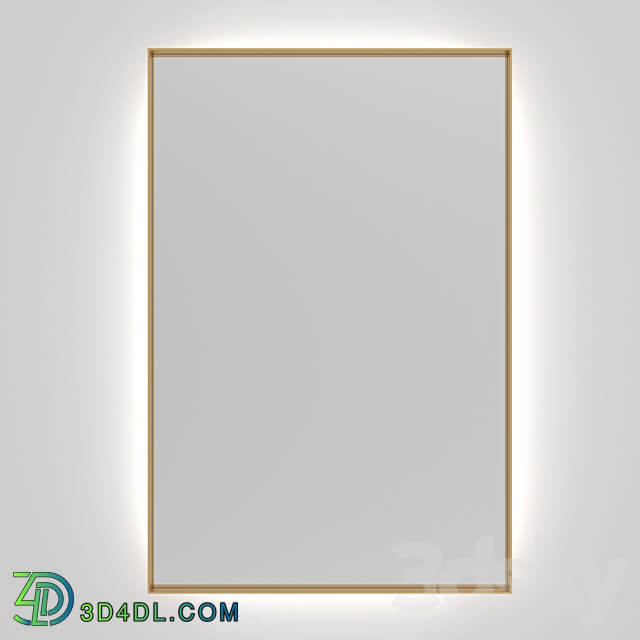 Rectangular mirror in aluminum frame Iron Talon with illumination 40 3D Models