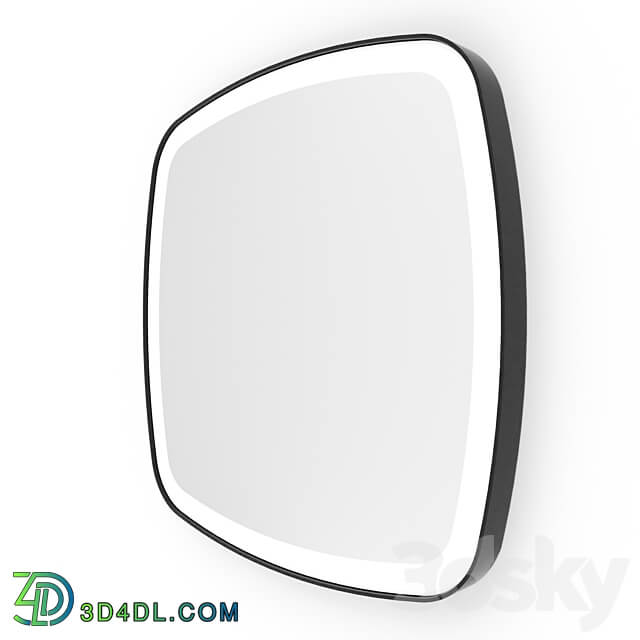 Stylish mirror in a thin frame Iron Shape with backlight 3D Models