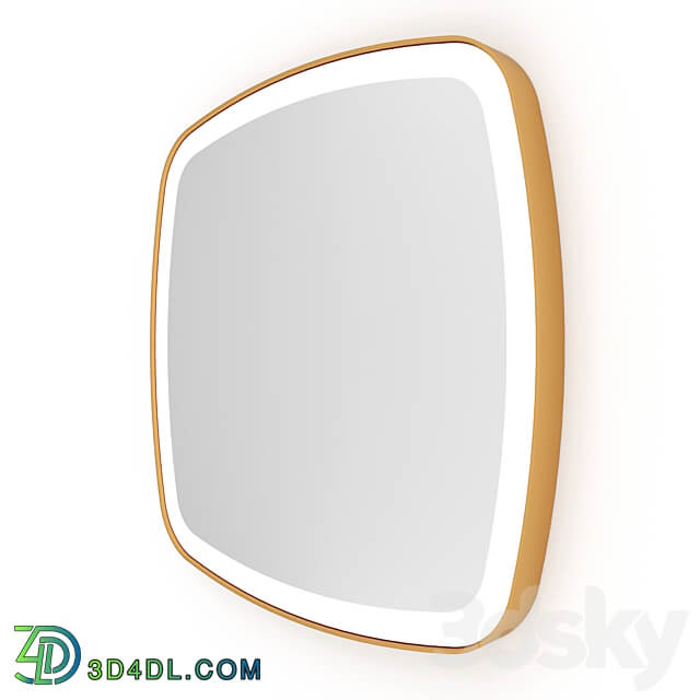 Stylish mirror in a thin frame Iron Shape with backlight 3D Models