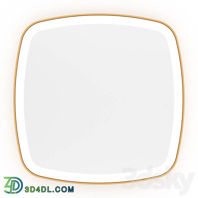 Stylish mirror in a thin frame Iron Shape with backlight 3D Models