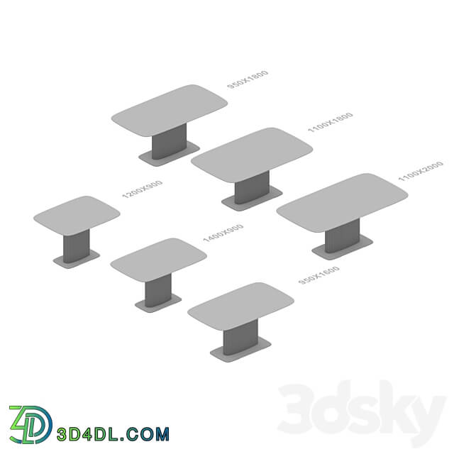  OM Series of Tables velvet Sl with Flanged Current Furniture 3D Models