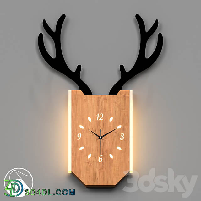 LampsShop.com B4009 Sconce Clock DEER Nordic 3D Models