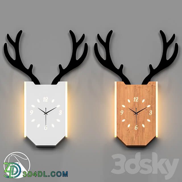 LampsShop.com B4009 Sconce Clock DEER Nordic 3D Models
