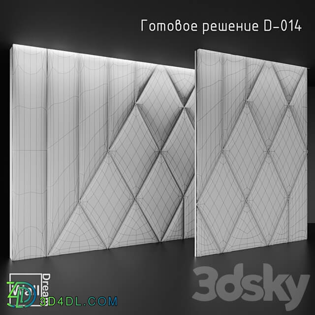 OM WallDream soft panels. Headboard ready made solution D 014 WallDream 3D Models
