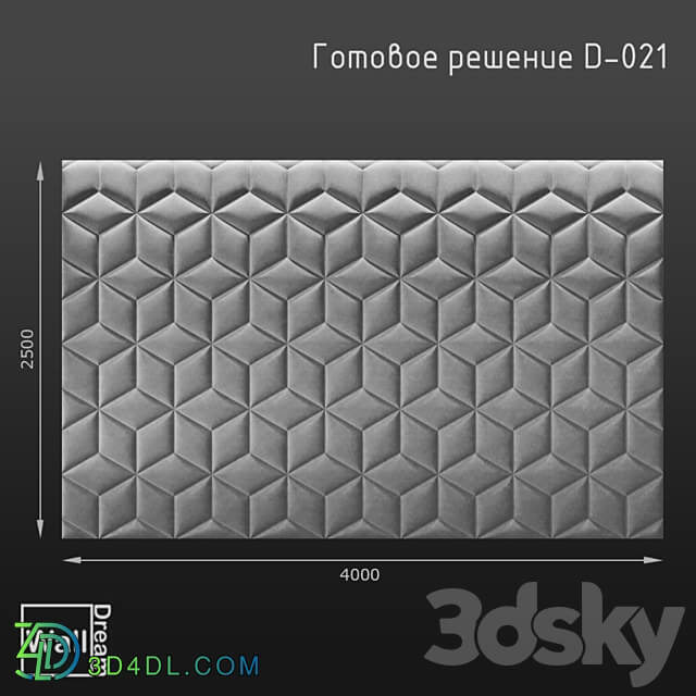 OM WallDream soft panels. Headboard ready made solution D 021 WallDream 3D Models