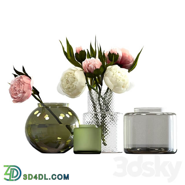 Peonies in IKEA vases 3D Models