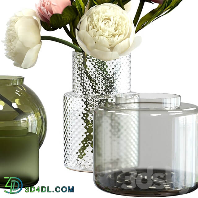 Peonies in IKEA vases 3D Models