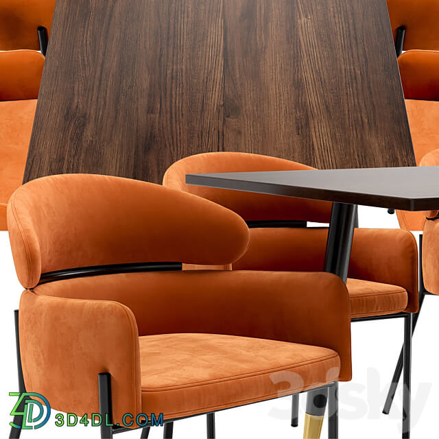 Dining chair Alexia and table Chalawan Table Chair 3D Models