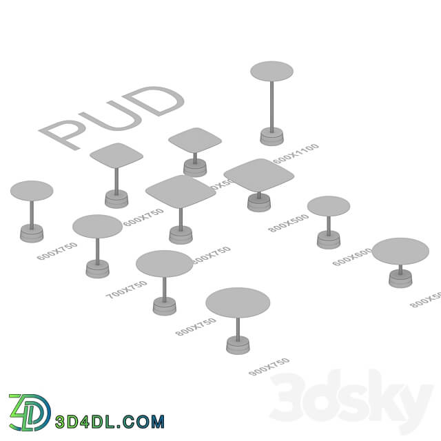  OM Series of Tables pud Tok Furniture 3D Models