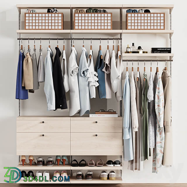 Wardrobe wall module dresses clothes 2 Clothes 3D Models