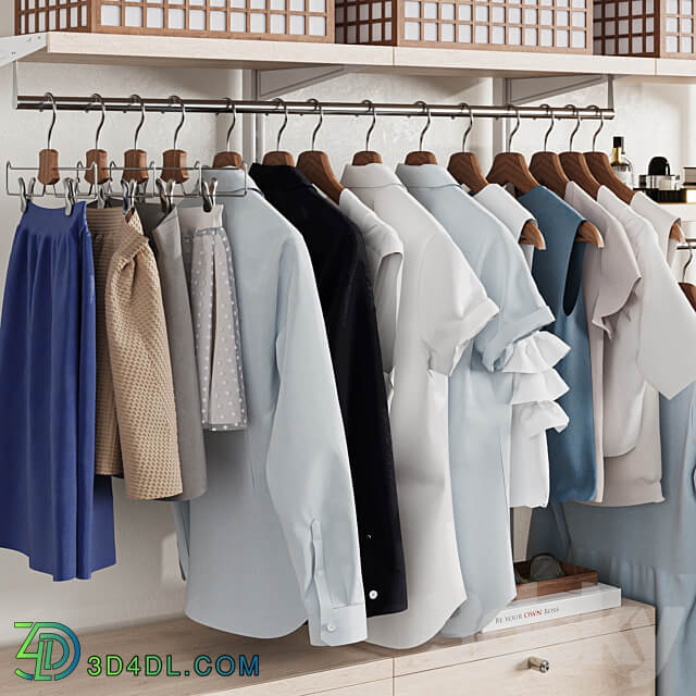 Wardrobe wall module dresses clothes 2 Clothes 3D Models