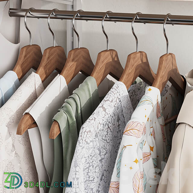 Wardrobe wall module dresses clothes 2 Clothes 3D Models