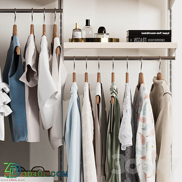 Wardrobe wall module dresses clothes 2 Clothes 3D Models