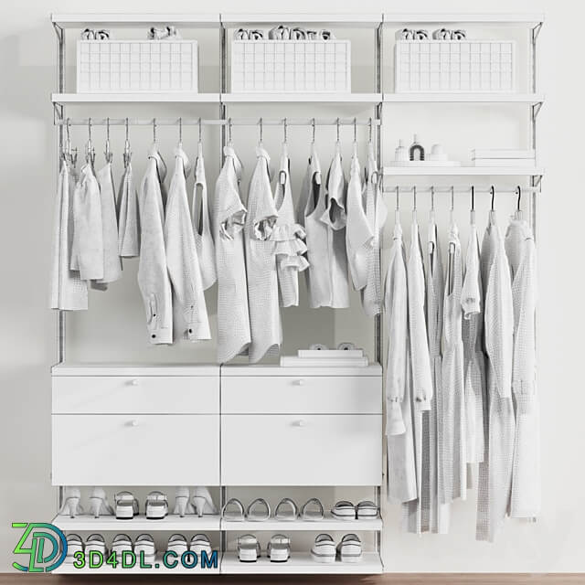 Wardrobe wall module dresses clothes 2 Clothes 3D Models