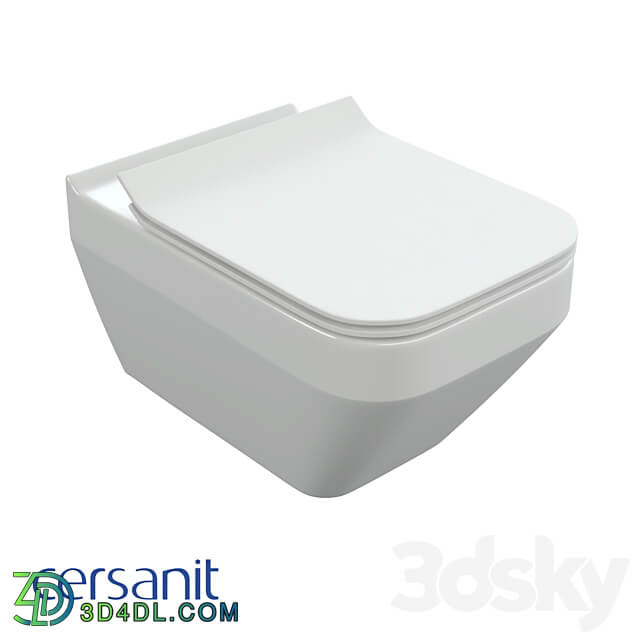 Wall hung toilet CREA SQUARE Clean On Cersanit 3D Models