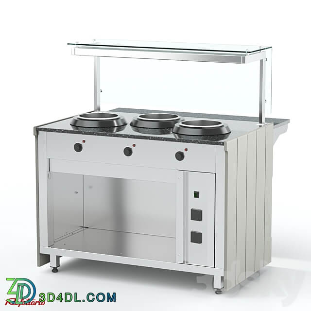 Bain marie for first courses with electric soup bowls 3D Models