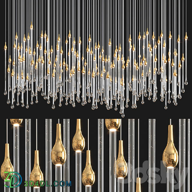 Glockiny tear drop chandelier Pendant light 3D Models