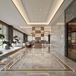 3D66 2021 Elevator Lobby Aisle Chinese Style CrC001 