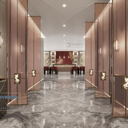 3D66 2021 Elevator Lobby Aisle Chinese Style VrC001 