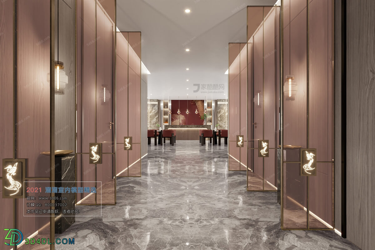 3D66 2021 Elevator Lobby Aisle Chinese Style VrC001