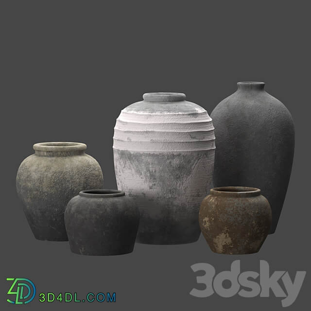 Artisan clay vases 3D Models