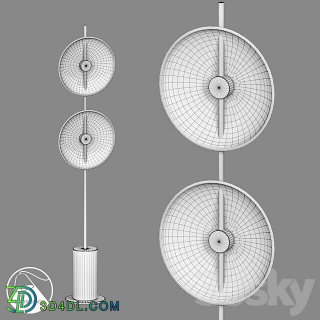 LampsShop.com T6076 Floor Lamp Double Screw 3D Models