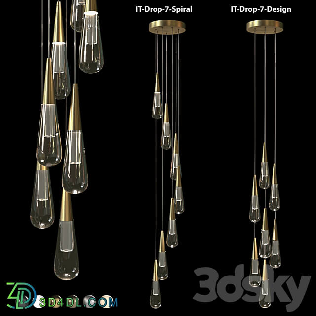 Pendant lamp IT Drop 7 Spiral IT Drop 7 Design Pendant light 3D Models