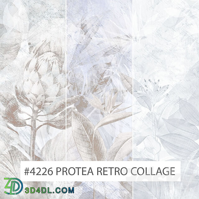 Creativille wallpapers 4226 Protea Retro Collage 3D Models