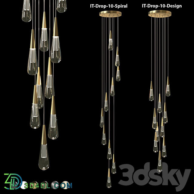 Pendant lamp IT Drop 10 Spiral IT Drop 10 Design Pendant light 3D Models