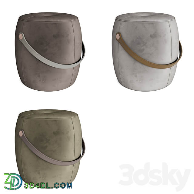 STORE 54 Jellybean Saddle Pouffe 7 COLORS LEATHER SUEDE 3D Models