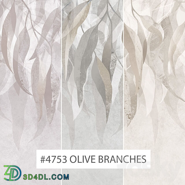 Creativille wallpapers 4753 Olive Branches 3D Models