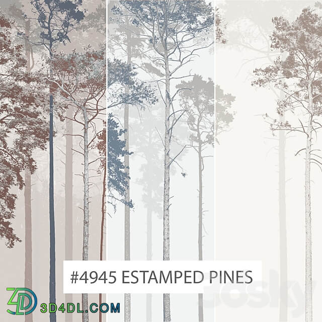 Creativille wallpapers 4945 Stamped Pines 3D Models