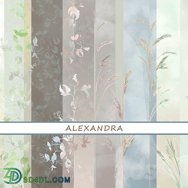 Designer wallpapers ALEXANDRA pack 4 3D Models