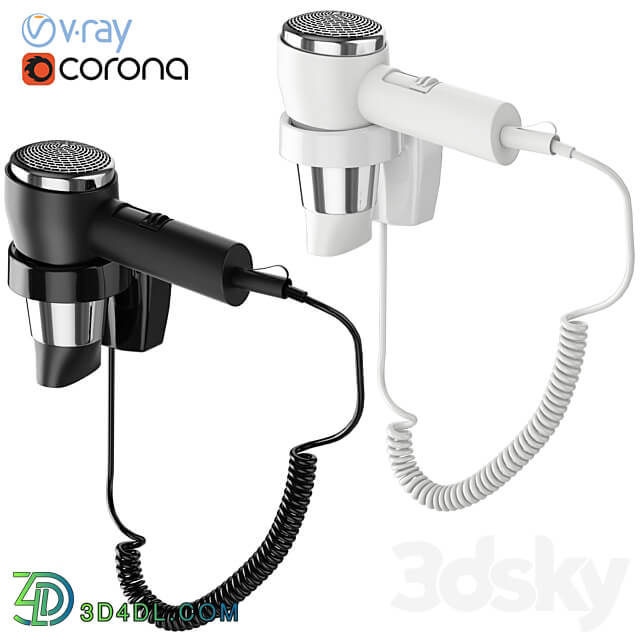 Hairdryer wall mounted ODF Household appliance 3D Models