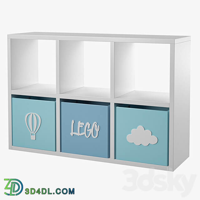 OM Shelving unit 3 storage drawers 3D Models