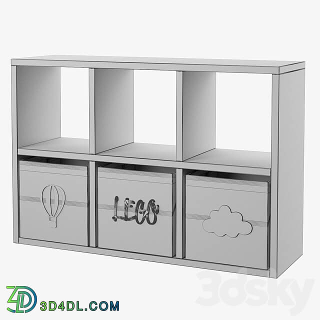 OM Shelving unit 3 storage drawers 3D Models