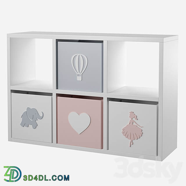 OM Shelving unit 4 storage drawers 3D Models