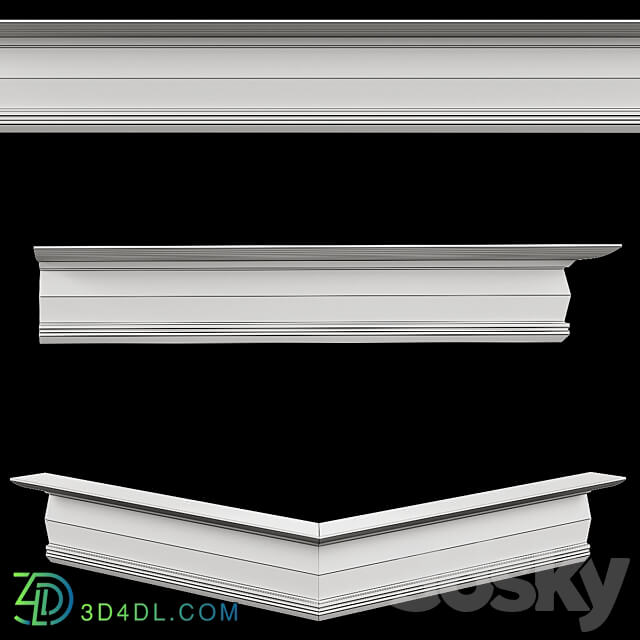 OM Cornices AR 76 Dimensions 87 x 138 x 1000 mm material plaster 3D Models