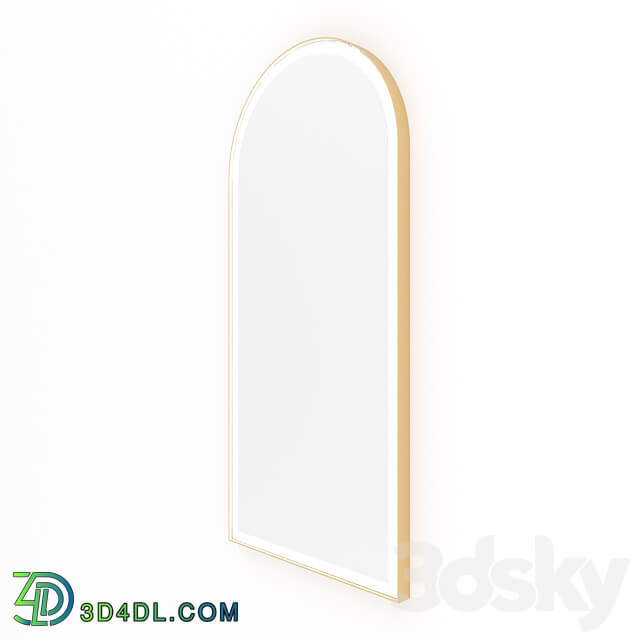 Arched mirror in Goldie brass look frame with front lighting 3D Models