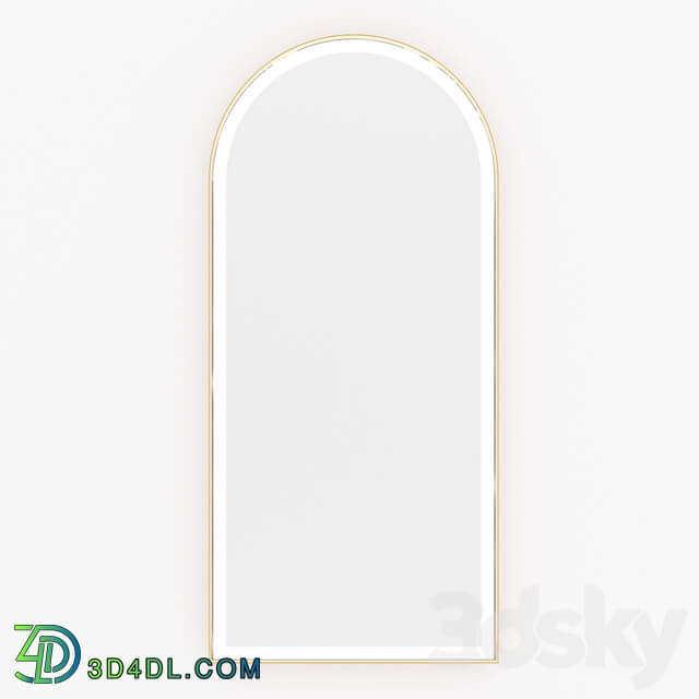 Arched mirror in Goldie brass look frame with front lighting 3D Models