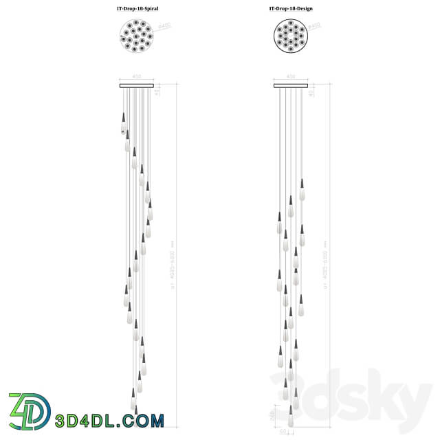 Pendant lamp IT Drop 18 Spiral IT Drop 18 Design Pendant light 3D Models