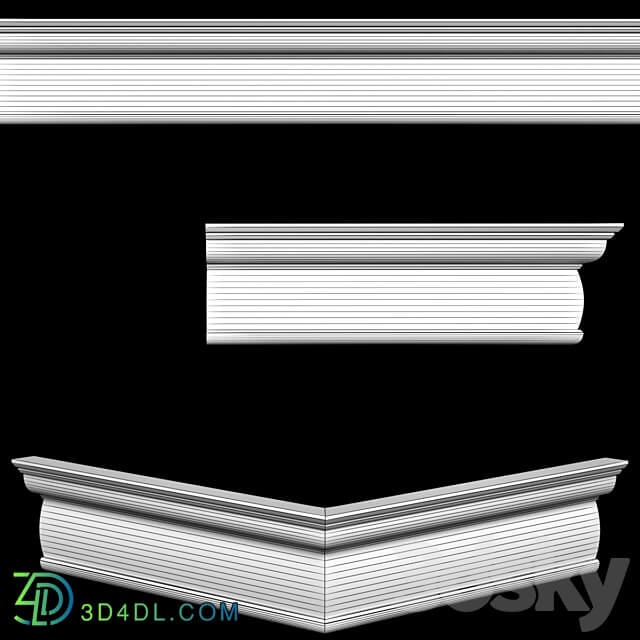 OM Cornices AR 78 Size 78 x 175 x 1000 mm material plaster 3D Models