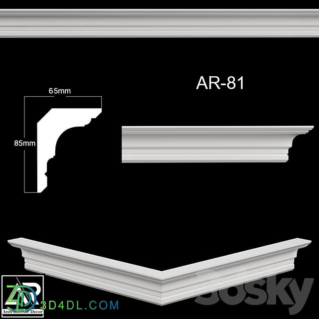 OM Cornices AR 81 Size 65 x 85 x 1000 mm material plaster 3D Models