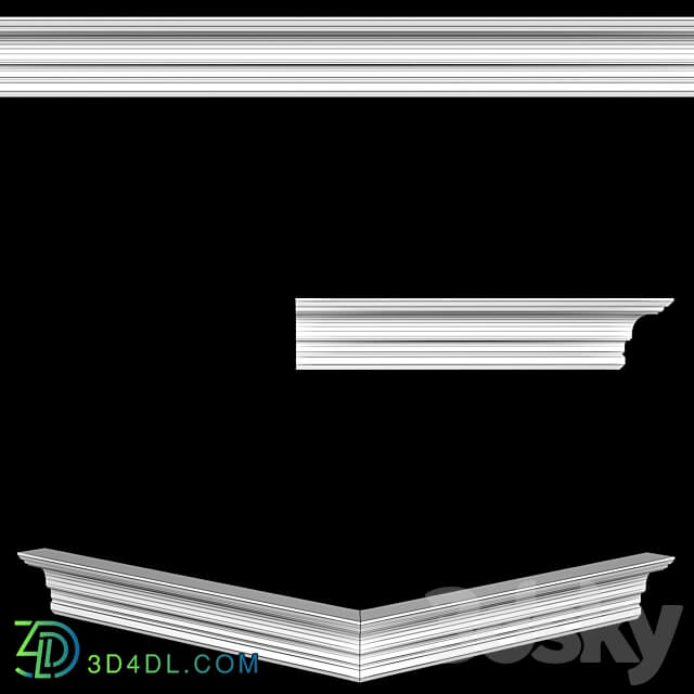 OM Cornices AR 81 Size 65 x 85 x 1000 mm material plaster 3D Models