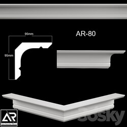 OM Cornices AR 80 Dimensions 95 x 95 x 1000 mm material plaster 3D Models 