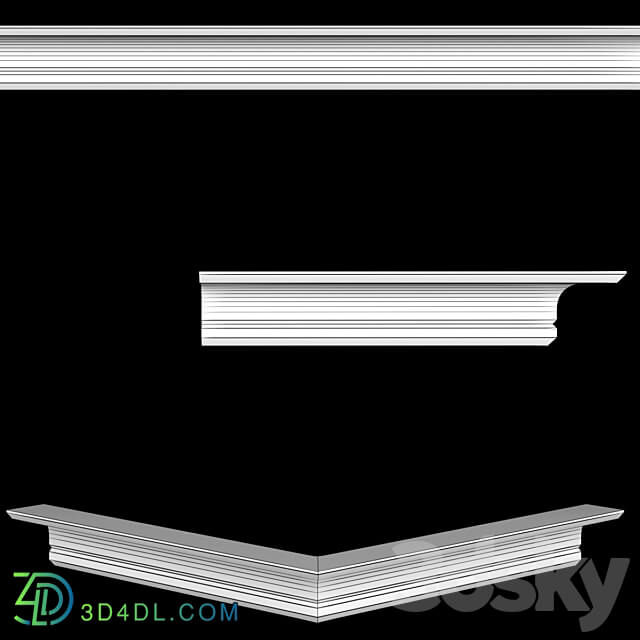 OM Cornices AR 80 Dimensions 95 x 95 x 1000 mm material plaster 3D Models